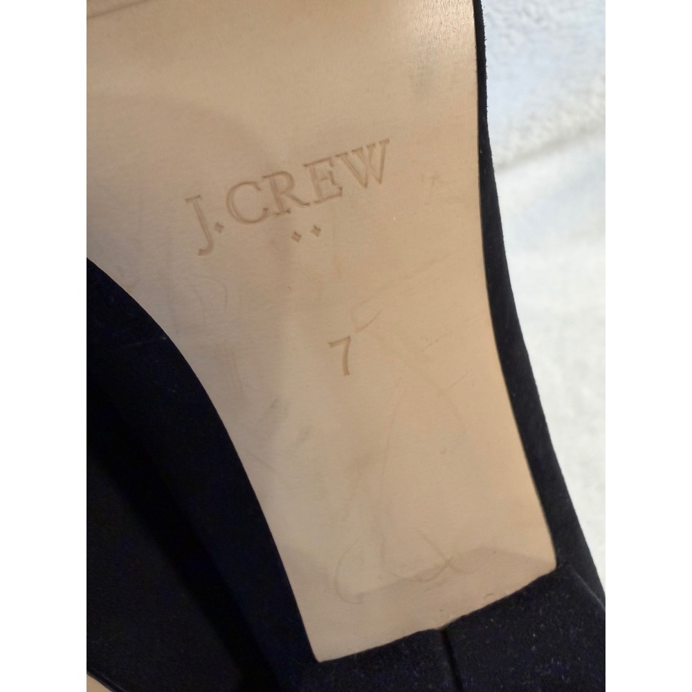 J.Crew Lucie Block Heel Pumps Black Suede Round Toe Shoes Womens 7 - Picture 5 of 8